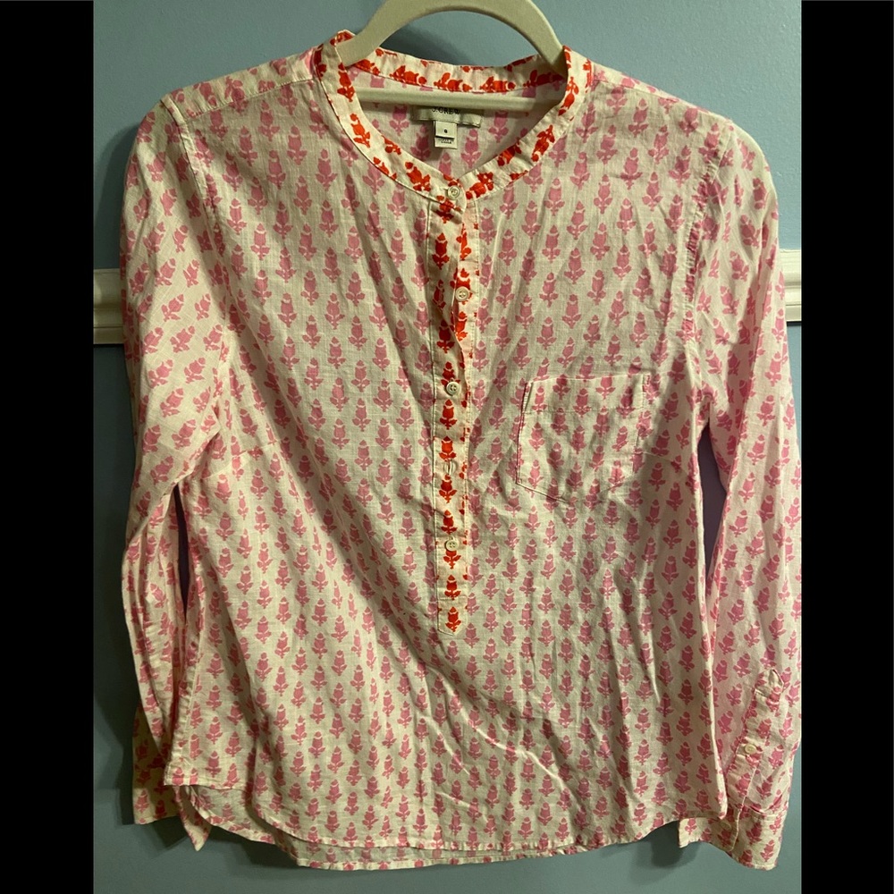 J Crew Printed Linen Shirt